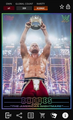 The American Nightmare Cody Rhodes - Rainbow Base Iconic - Topps Slam Glow 25