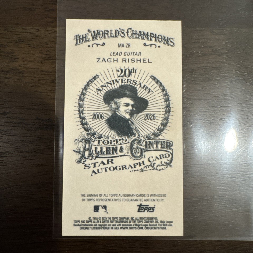 2025 Topps Allen & Ginter Zach Rishel Mini Auto /10 Red Clay Strays | eBay