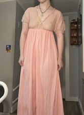 Vintage Light Pink  Floral Lace Lingerie Jumpsuit Zip up Size Medium