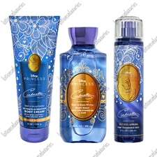 Bath & Body Works Disney CINDERELLA Mist, Body Cream, Body Wash - Set of 3