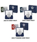 2025 Army / Navy / Marine Privy Proof American Silver Eagle 3-Coin Set OGP COA