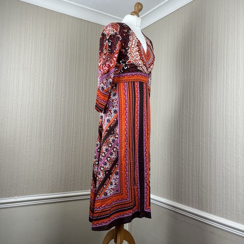 CHARLOTTE SPARRE Elisa Orange Printed Square Dress Midi Silk Small NWOT Boho - Picture 3 of 18