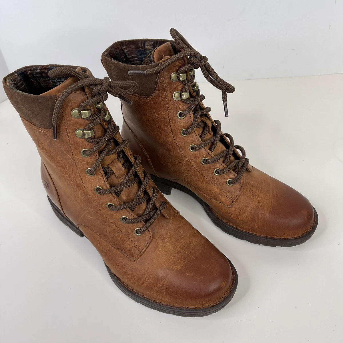 Born Pike Lace Up leather Hiker Boots Mens Size 7 brown Combat Boots