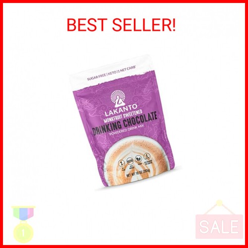 Lakanto Sugar Free Drinking Chocolate - Cold or Hot Cocoa Powder Mix, Shelf Stab