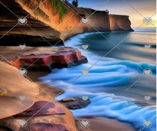 OCEAN CLIFFS AT SUNSET BEACH WAVES COMPUTER MOUSE PAD 9 x 7