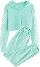 Meikulo Kids 2 Piece Outfits Girls Crop Tops 13-14 Years, A-light Green