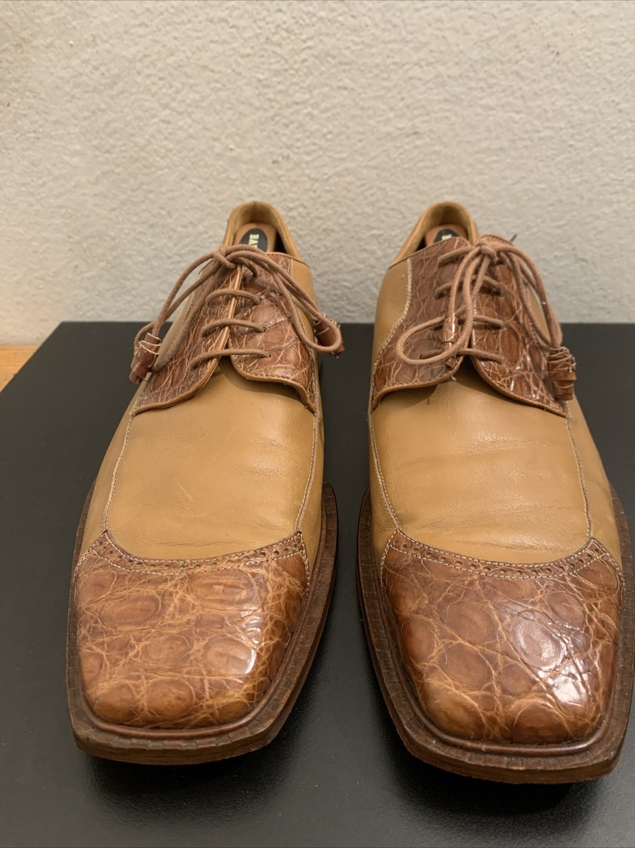 Mezlan brown Leather & Genuine Crocodile Exotic Dress Shoes  display picture 3
