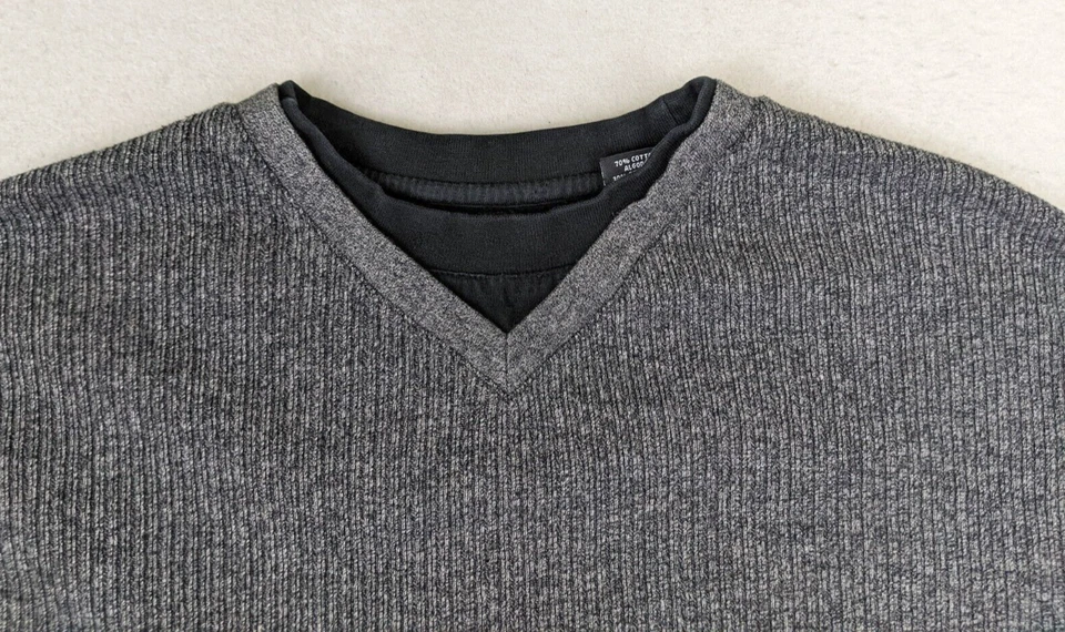 HAGGAR - MEN'S GRAY RIBBED PULLOVER SWEATER - SIZE L - Изображение 4 из 4