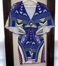 ASOS Ginger FIZZ - Women's Size 10 Mini Cape Aztec Dress - EUC - Cobalt Blue