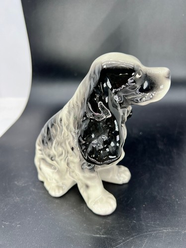 HUNDEFIGUR English Springer Spaniel Welpe Keramik lange Ohren schwarz weiß - Bild 3 von 9