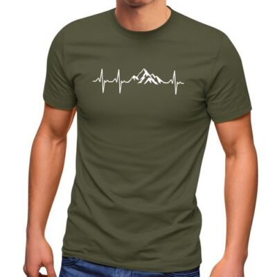 Herren T-Shirt Berge Wandern Herzschlag Puls EGK Geschenk für Wanderfreunde