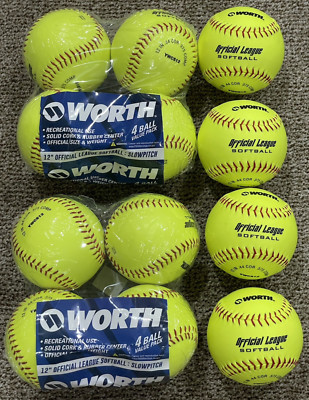 Dozen - Worth Slow Pitch Softball 12 Inch Official Softball League New Sealed