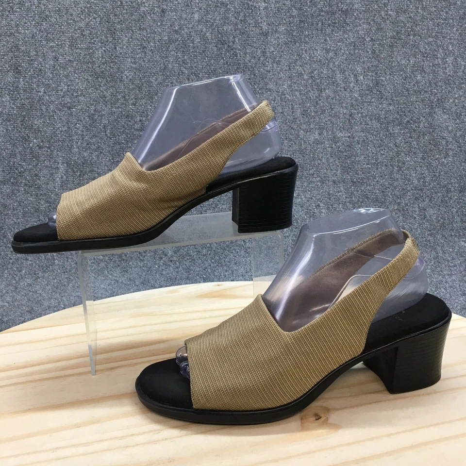 Sandalias Life Stride para mujer 9,5 M tacones con cordones 90876-1 tela marrón sin cordones Foto 2 de 4