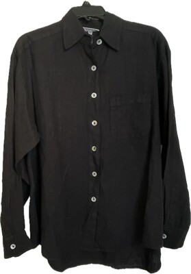 Bryn Walker Black Linen Collar Boyfriend Shirt Size XXSmall NWT $164