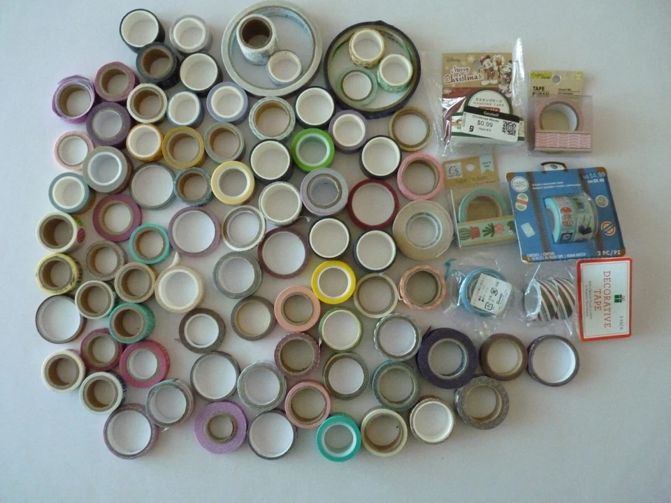 Decorative Craft Tape Lot (90) Rolls - Washi  - Various Designs & Brands - Image 2 of 2