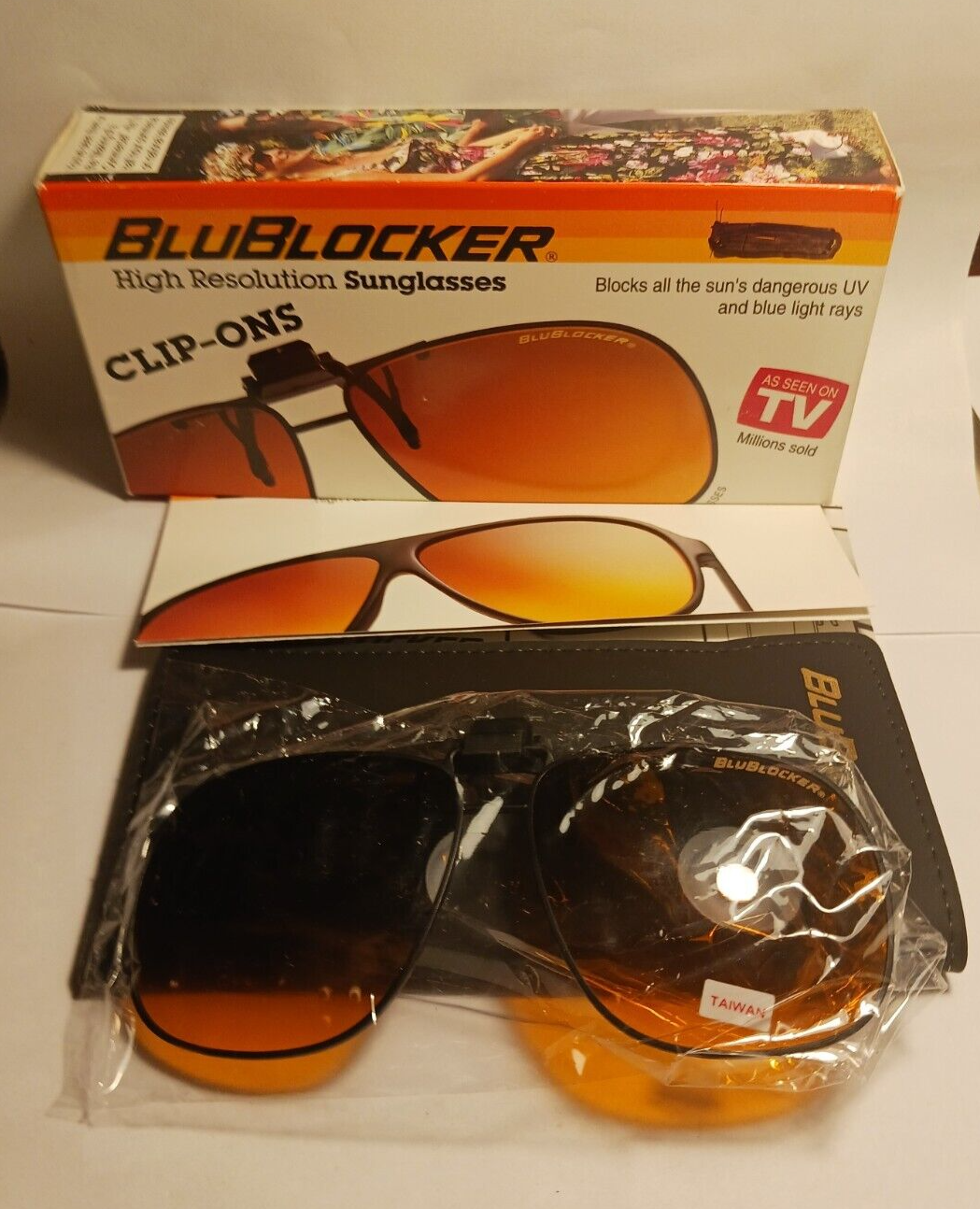 BluBlocker Sunglasses Aviator Lenses Blue Blocker New Clip On 1992 Vintage eBay