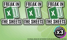 x3 Freak In The Sheets Excel Stickers Decals, Funny Vinyl Decal - Car Sticker