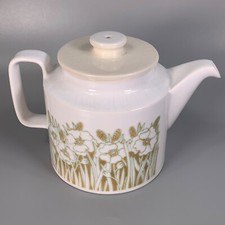 Hornsea Pottery Fleur Design Tea Pot Cream Green Floral Retro 1970’s Vintage