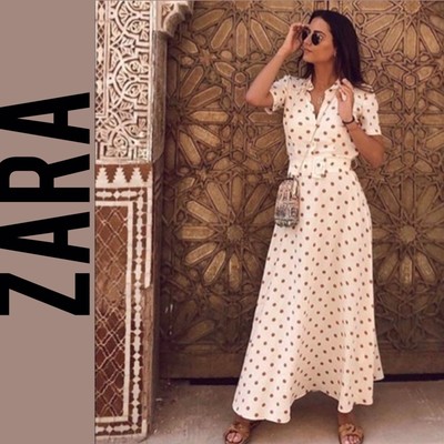 zara polka dot maxi shirt dress