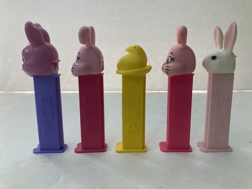 Easter Assorted Pez Dispensers-Lot of 5 Pink/White Bunnies & Peeps Yellow Chick - Picture 4 of 24