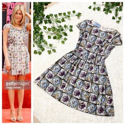 Genuine masterpiece Prada floral art design short sleeve dress 38S purple