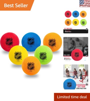 Indoor Mini Hockey Balls for Kids - 2'' Foam Balls Set of 6 in Vibrant Colors