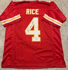 RASHEE RICE KANSAS CITY CHIEFS AUTOGRAPHED RED STYLE JERSEY BECKETT WITNESS