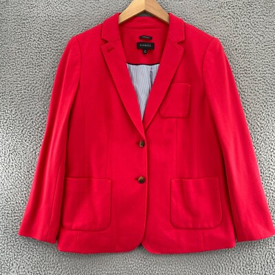 #ad Talbots Blazer Womens 14 Aberdeen Red Pockets Button Notch Lapel Jacket Stretch $36.99