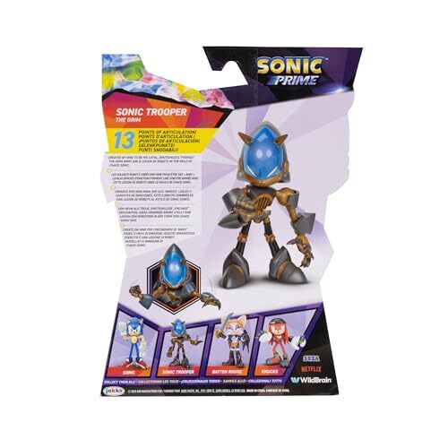 Sonic the Hedgehog Figur 5 Zoll Spielzeug Gelenk Sonic Trooper aus Sonic Prime - Bild 7 von 9