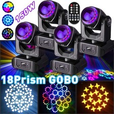 4PCS 150W LED Moving Head Stage Light 18 Prism DMX Disco DJ KTV Party Gobo Light