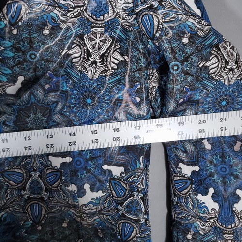 Helmut Lang Blazer Jacket Womens Size 4 Blue Mandala Floral Shimmering 1 Button - Picture 13 of 16