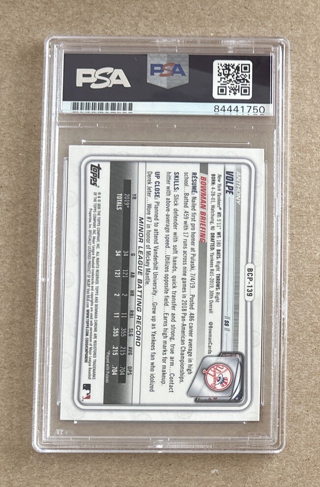 2020 Bowman Chrome Anthony Volpe New York Yankees Rookie