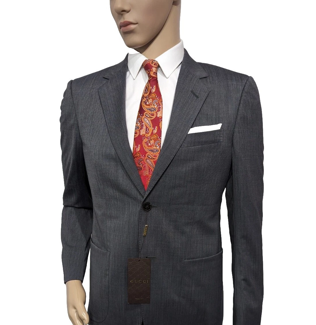 Blazer Gucci uomo slim fit lana doppia G antracite nuovo con etichette UK 36C (36S) PREZZO AL PUBBLICO £ 1080