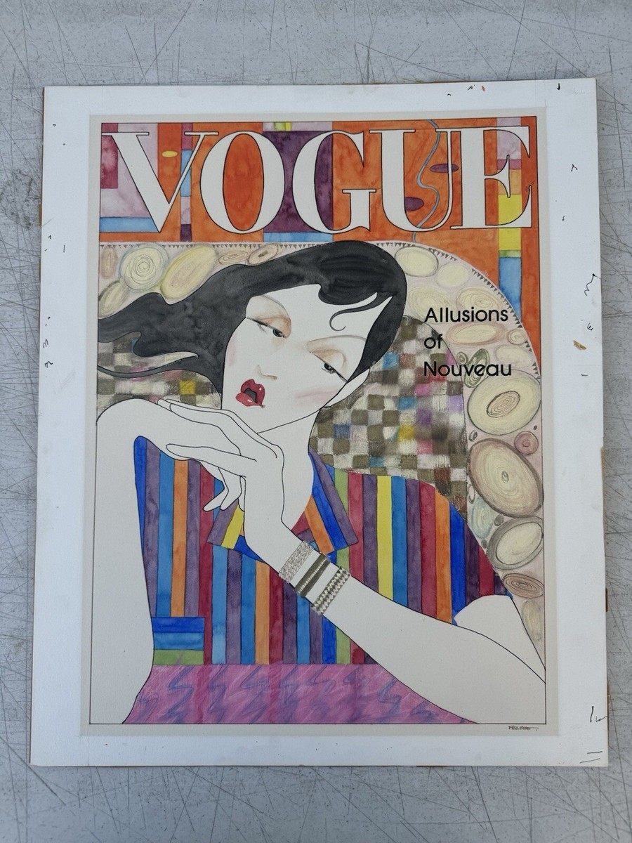 Vintage VOGUE Lithograph Artwork Painting Cover Art Deco Signed 17