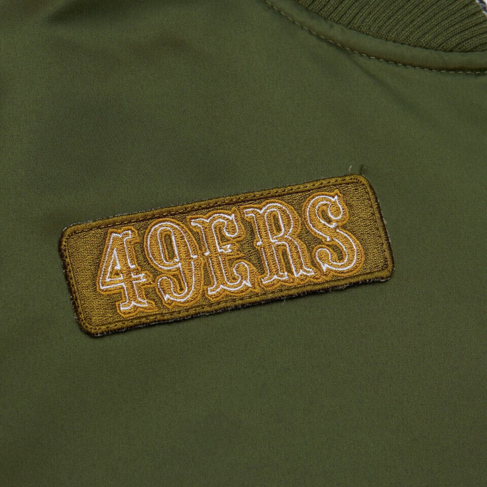 Men's Varsity 49ers Satin Olive Green Bomber Varsity Jacket