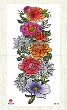 ribs lower back retro boho flower large 8.25" temporary tattoo