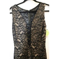 NWT Black Lace Mermaid Dress See through Back Size XS Evening gown (57)