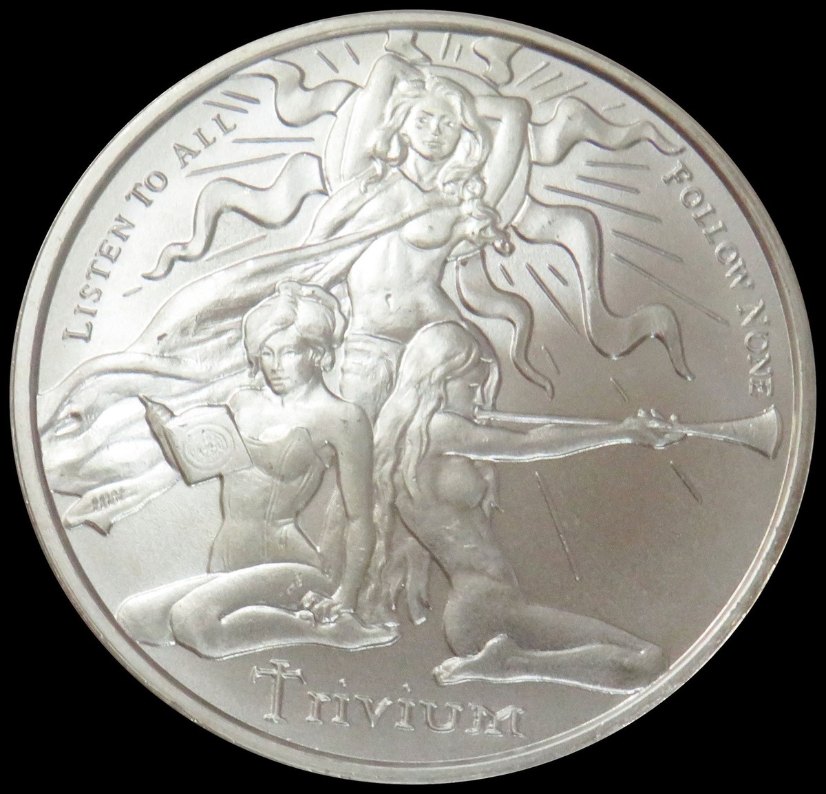 LISTEN TO ALL FOLLOW NONE TRIVIUM SILVER SHIELD 1 OZ 999 FINE