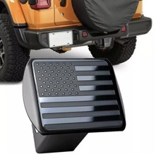 Metal Black Steel Tow Trailer Hitch Cover American Flag Fits 2 Receivers