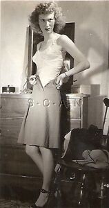 Org Vintage 40s-50s Sepia Semi Nude RP- Skinny Brunette Takes of image