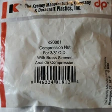 KEENEY~ Compression Nuts for 3/8" O.D. With Brass Sleeves, 2 Ct. #20081
