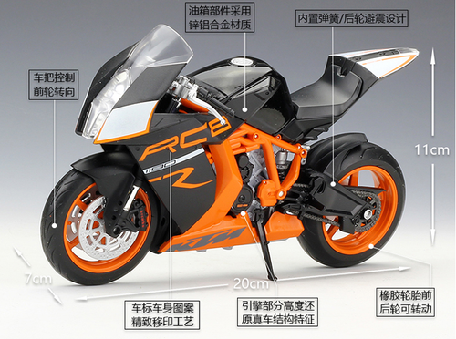 1:10 Welly KTM 1190 RC8R Motorcycle Bike Model Boy Toy Gift New in Box - Picture 3 of 14