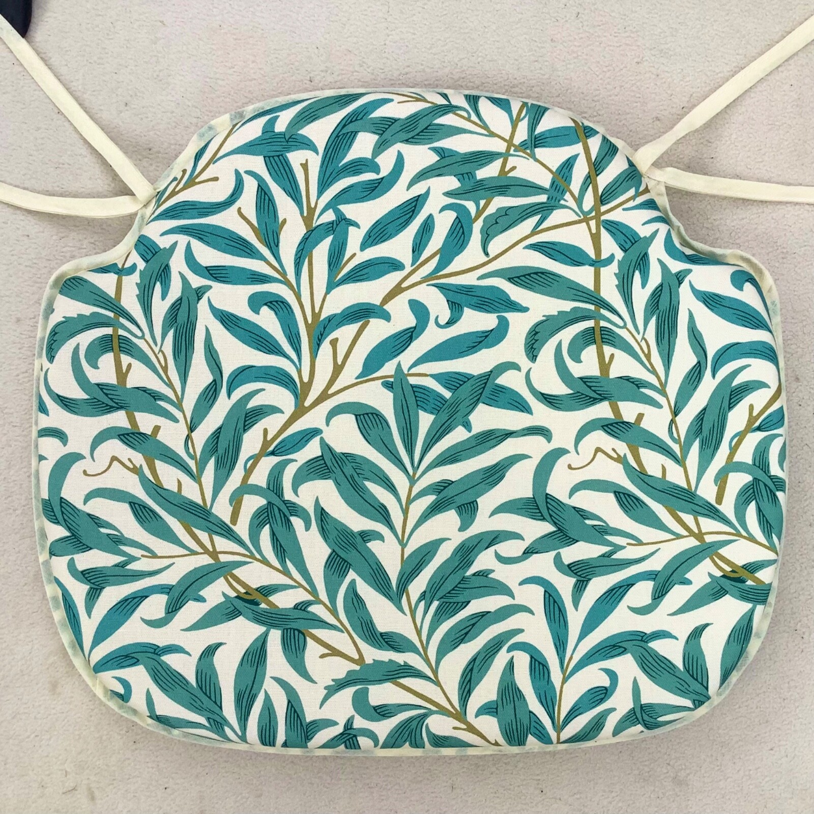 WILLIAM MORRIS WILLOW BOUGH TEAL SPINDLE BACK CHAIR SEAT PADS 17" WIDEX