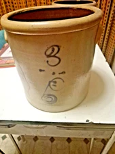 Antique 19th Century 3 Gallon Bee Sting Salt Glazed Crock - 11.5"x 11.5"x 10.75"