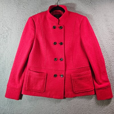 Talbots Wool Blend Jacket Coat Women Size 12 Doublebreasted Christmas Red