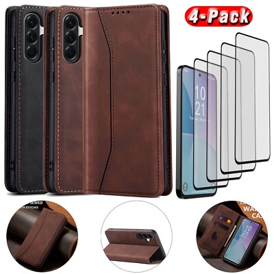 For Samsung Galaxy A36 Leather Flip Wallet Holder Case Cover / Screen Protector