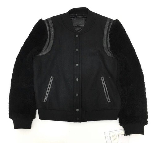 UGG BLACK WOOL BOMBER SHEEPSKIN JACKET 