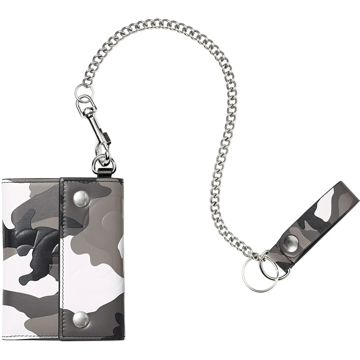 Supreme Leather Chain Wallet 25SS Trifold Black Snow Camo Red