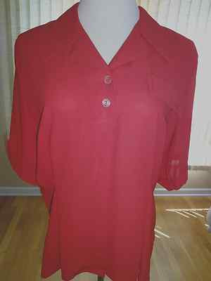 Bergano Vintage Rare Women's Red Short Sleeve Shirt in size L