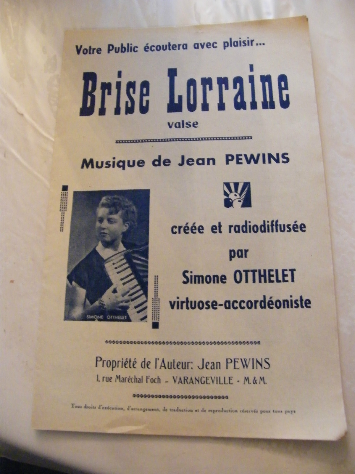 Partition Break Lorraine Jean Pewins Simone Otthelet 1956 Music Sheet